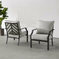 Crosley 33.25 x 27 x 30 in. Otto Outdoor Metal Armchair Set, Gray - 2 Piece CO6293MB-GY